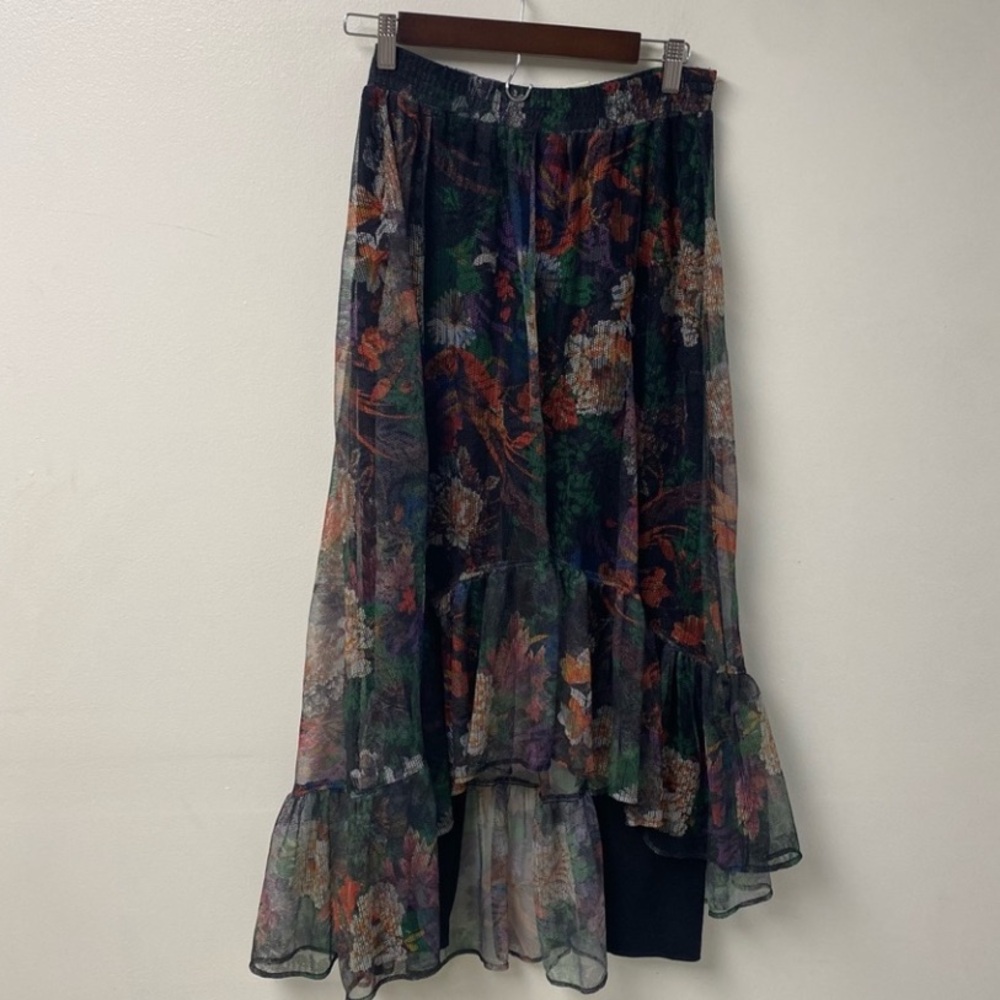 Anthropologie Meena Skirted Pants, by Maeve Floral Ruffle Midi Skirt Size M NWOT - Picture 9 of 14